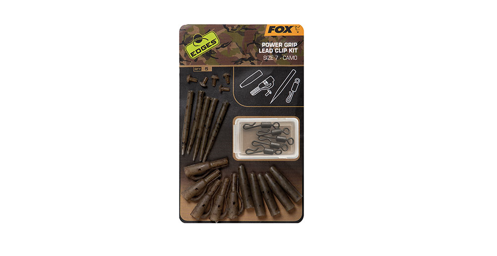 FOX Edges Camo Power Grip Lead Clip Kit; Sz 7; Qty. 5