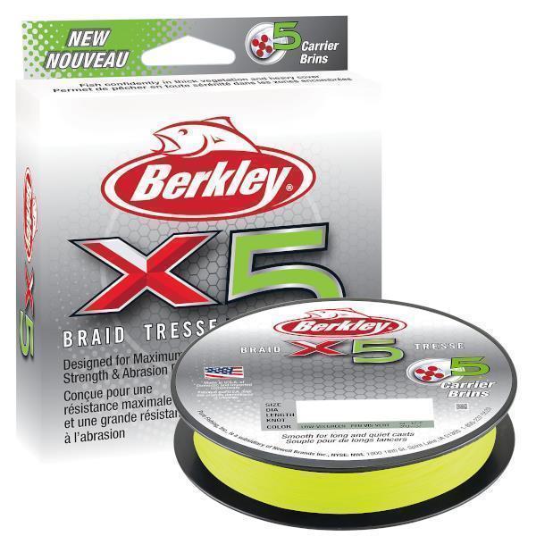 Berkley X5 Braid Flame Green Vert Chartreuse; 150 m; 0,20 mm; 20,6 Kg.