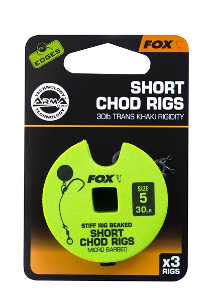 Fox Short Chod Rig Gr. 5, 30 lb, Micro Barbed; 3 Stück