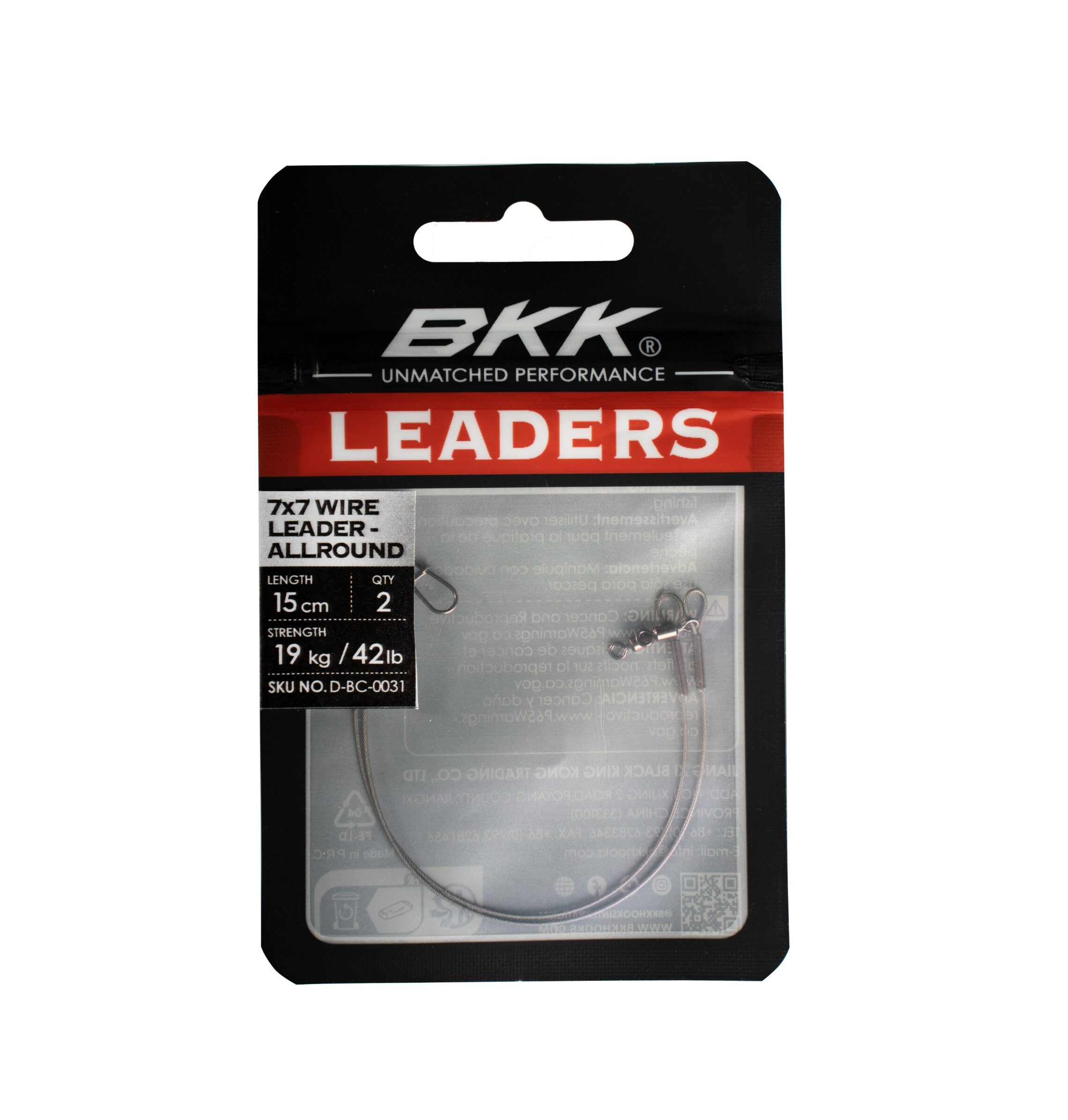 BKK 7×7 Wire leader – Allround (Duolock Snap) 25 cm / 26 kg