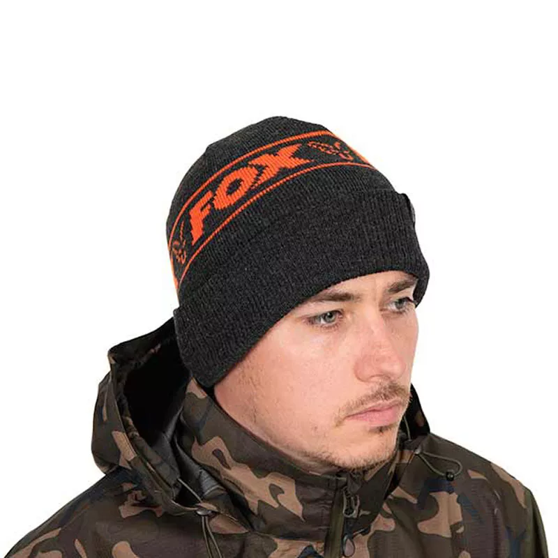 Fox Collection Beanie Hat - Black & Orange