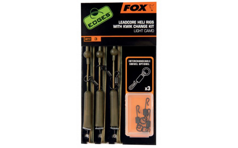 Fox Edges Leadcore Heli Rigs; 45 Lb; Light Camo; 3 Stück