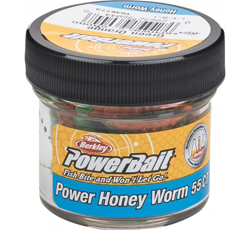 Berkley PowerBait Honey Worm; Green Orange