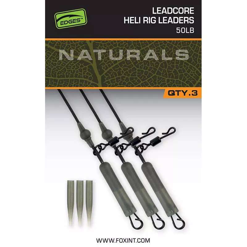 Fox Naturals Leadcore Heli Rig Leaders Qty. 3