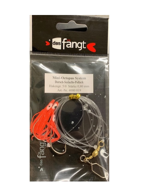 Das fängt Mini-Octopus System Dorsch-Seelachs-Pollack; Japanrot; Gr. 5/0; 0,80 mm