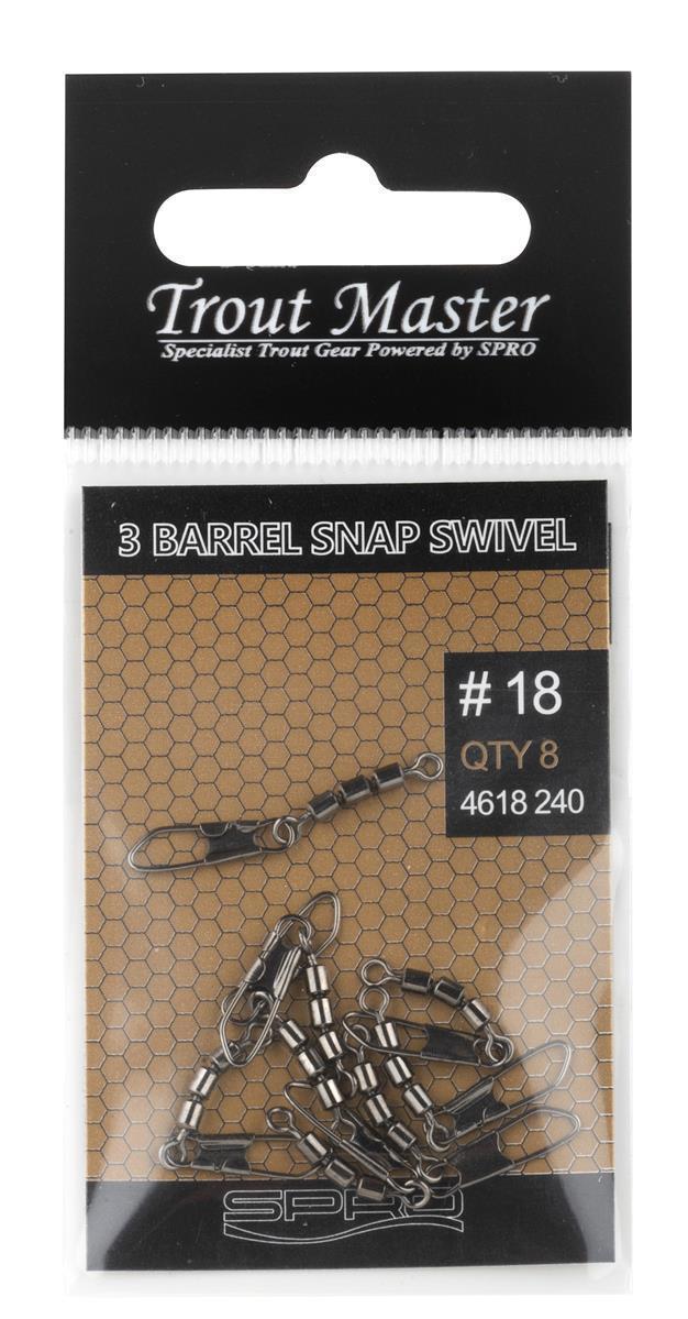 Spro Trout Master 3-Jointed Rolling Swivel + Snap; Sz. 18; Qty: 8